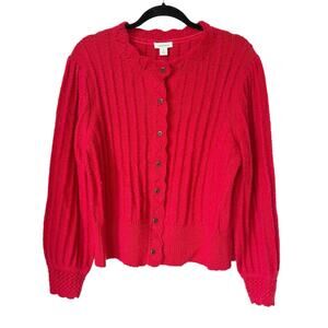 Sundance Bright Red Cable Knit Cardigan